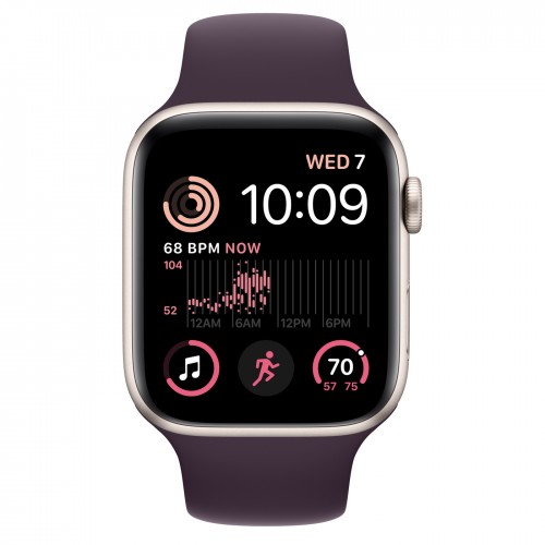Apple Watch SE (2022) 44mm, Starlight Aluminum Case with Sport Band - Elderberry