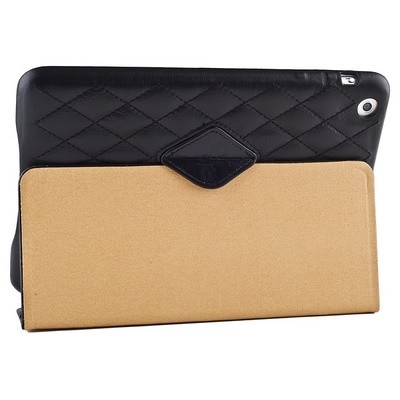 Чехол подставка Jisoncase для iPad mini натуральная кожа со стеганым узором черный