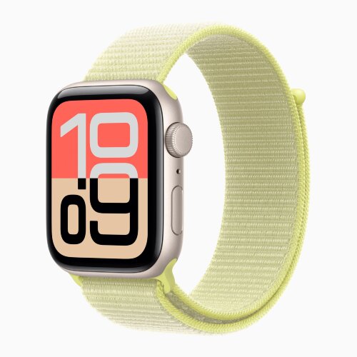 Apple Watch SE 3 40mm, Starlight Aluminum Case with Sport Loop - Neon Yellow