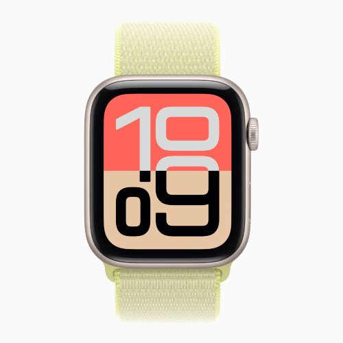 Apple Watch SE 3 40mm, Starlight Aluminum Case with Sport Loop - Neon Yellow