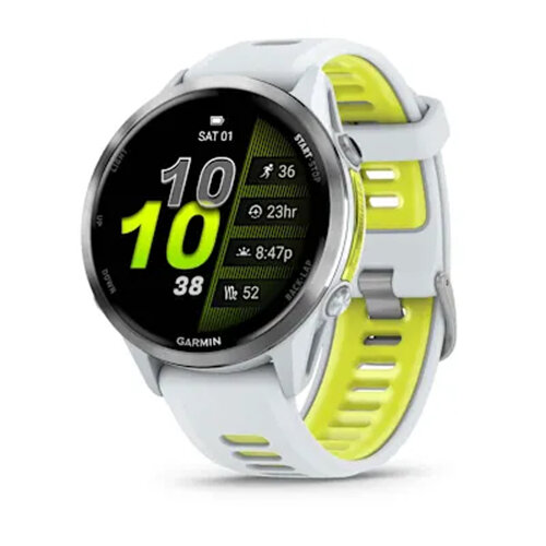 Умные часы Garmin Forerunner 970 Titanium, Whitestone Case, Whitestone/Translucent Amp Yellow Band