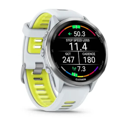 Умные часы Garmin Forerunner 970 Titanium, Whitestone Case, Whitestone/Translucent Amp Yellow Band