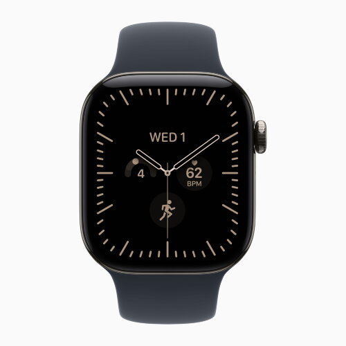 Apple Watch Series 12 42mm, Natural Titanium Case with Sport Band - Navy Blue
