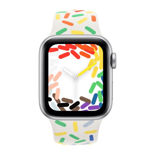Apple Watch SE (2023) 44mm, Silver Aluminum Case with Sport Band - Pride Edition (Радужный)