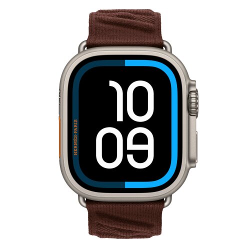 Apple Watch Hermès Ultra 4 49mm Natural Titanium, ремешок En Mer бордовый (Bordeaux)
