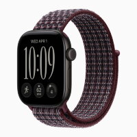 Apple Watch Series 12 42mm, Black Aluminum Case with Sport Loop - Burgundy Plaid