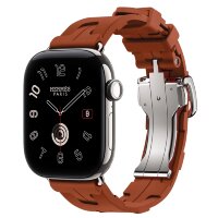 Apple Watch Hermès Series 12 42mm, Silver Titanium, ремешок Deployment Buckle Kilim медно-коричневый (Cuivre)