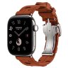 Apple Watch Hermès Series 12 42mm, Silver Titanium, ремешок Deployment Buckle Kilim медно-коричневый (Cuivre)