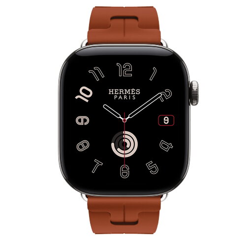 Apple Watch Hermès Series 12 42mm, Silver Titanium, ремешок Deployment Buckle Kilim медно-коричневый (Cuivre)