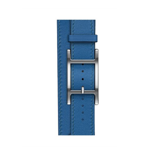 Кожаный двойной ремешок с пряжкой Hermes для Apple Watch 42mm Hapi Double Tour - Голубой (Bleu de France)