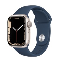 Apple Watch Series 7 41 мм, из алюминия «Сияющая звезда», спортивный ремешок «Синий омут»