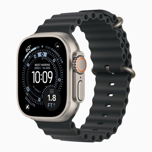 Apple Watch Ultra 3 49mm Titanium Case with Black Ocean Band
