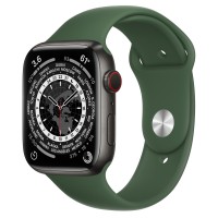 Apple Watch Series 7 45 мм, Титановые "чёрный космос", спортивный ремешок «Кипрский зелёный»