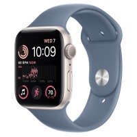 Apple Watch SE (2022) 44mm, Starlight Aluminum Case with Sport Band - Slate Blue