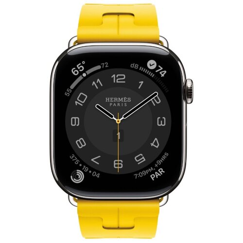 Apple Watch Hermes Series 12 46mm, спортивный ремешок Kilim желтый