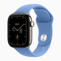 Apple Watch Series 12 42mm, Natural Titanium Case with Sport Band - Wildflower Blue