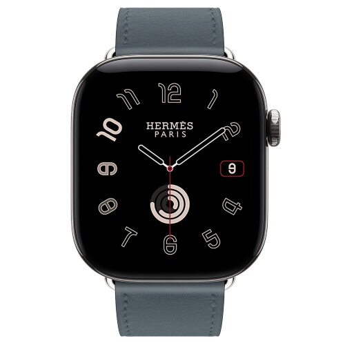 Apple Watch Hermès Series 12 42mm, Silver Titanium, ремешок Single Tour темно-синий (Bleu Tempête)