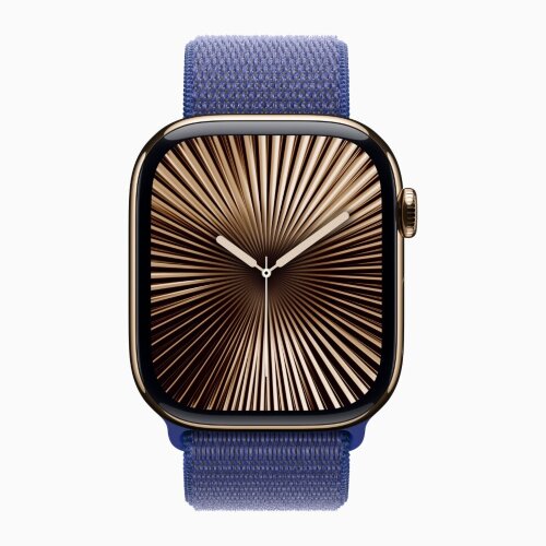 Apple Watch Series 10 42mm, Gold Titanium Case with Sport Loop - Ultramarine