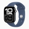 Apple Watch Series 10 42mm, Jet Black Aluminum Case with Sport Band - Denim