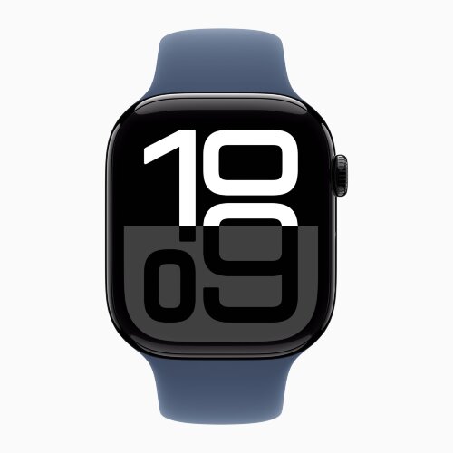 Apple Watch Series 10 42mm, Jet Black Aluminum Case with Sport Band - Denim