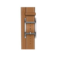 Кожаный двойной ремешок с пряжкой Hermes для Apple Watch 42mm Hapi Double Tour - Коричневый (Gold)