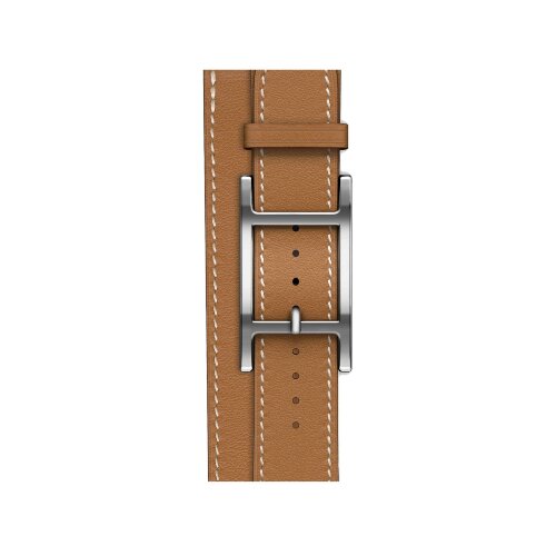 Кожаный двойной ремешок с пряжкой Hermes для Apple Watch 42mm Hapi Double Tour - Коричневый (Gold)