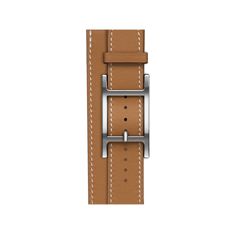 Кожаный двойной ремешок с пряжкой Hermes для Apple Watch 42mm Hapi Double Tour - Коричневый (Gold)