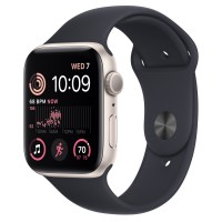 Apple Watch SE (2022) 44mm, Starlight Aluminum Case with Sport Band - Midnight