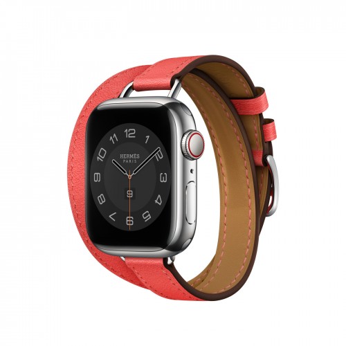 Ремешок Hermès Attelage Double Tour из кожи Swift 41mm для Apple Watch - Розовый