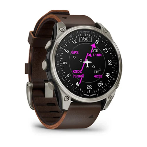 Умные часы Garmin D2 Mach 2 47mm, Titanium, Oxford Brown Leather Band