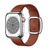 Apple Watch Series 8 41mm Silver Stainless Steel Case with Modern Buckle (Medium) - Umber
