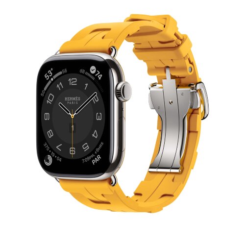 Ремешок Hermes для Apple Watch 46mm Kilim Single Tour - Темно-желтый (Jaune)