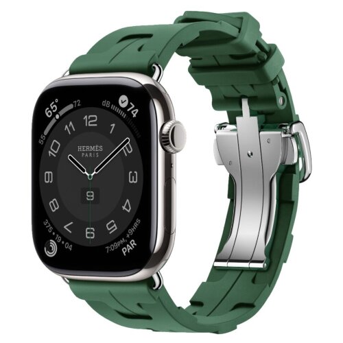Apple Watch Hermes Series 12 46mm, спортивный ремешок Kilim зеленый