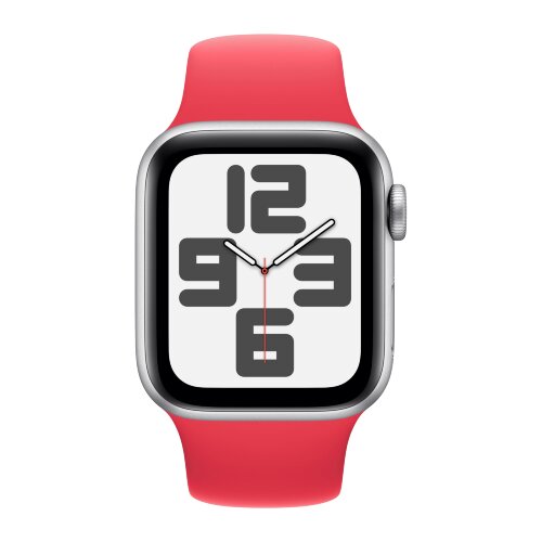 Apple Watch SE (2023) 44mm, Silver Aluminum Case with Sport Band - Red (Красный)