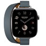 Apple Watch Hermès Series 12 42mm, Silver Titanium, ремешок Double Tour Attelage темно-синий (Bleu Tempête)