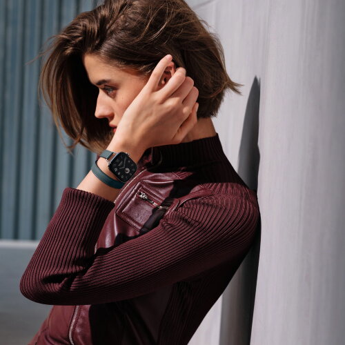 Apple Watch Hermès Series 12 42mm, Silver Titanium, ремешок Double Tour Attelage темно-синий (Bleu Tempête)