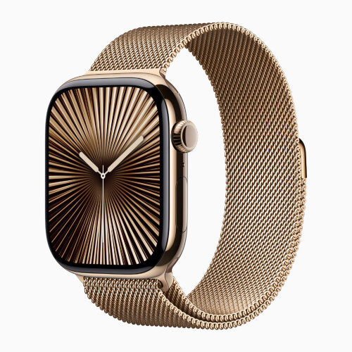 Apple Watch Series 10 42mm, Gold Titanium, Gold Milanese Loop