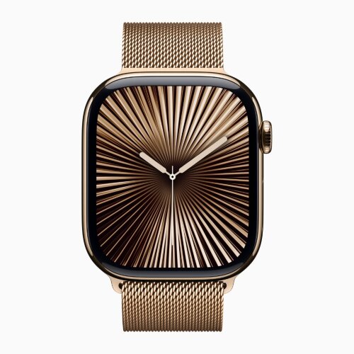 Apple Watch Series 10 42mm, Gold Titanium, Gold Milanese Loop