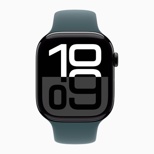 Apple Watch Series 10 42mm, Jet Black Aluminum Case with Sport Band - Lake Green