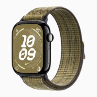 Apple Watch Series 10 46mm, Jet Black Aluminum Case with Nike Sport Loop - Green/Grey