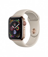 Apple Watch series 5, 44 мм Cellular + GPS, золотистая нержавеющая сталь, бежевый спортивный ремешок