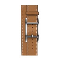 Кожаный двойной ремешок с пряжкой Hermes для Apple Watch 46mm Hapi Double Tour - Коричневый (Gold)