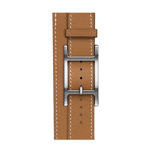 Кожаный двойной ремешок с пряжкой Hermes для Apple Watch 46mm Hapi Double Tour - Коричневый (Gold)