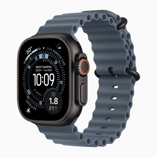 Apple Watch Ultra 3 49mm Black Titanium Case with Anchor Blue Ocean Band