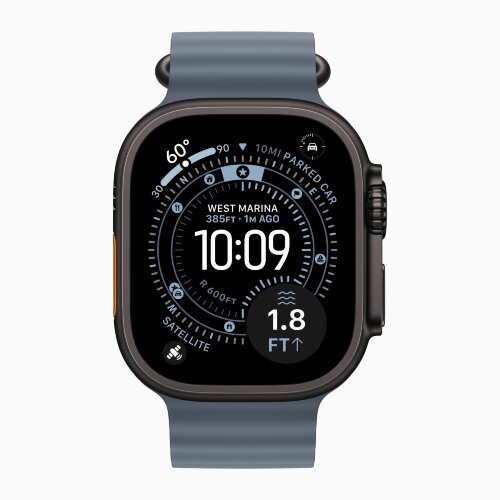 Apple Watch Ultra 3 49mm Black Titanium Case with Anchor Blue Ocean Band