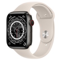 Apple Watch Series 7 45 мм, Титановые "чёрный космос", спортивный ремешок «Сияющая звезда»