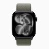 Apple Watch Series 11 42mm, Jet Black Aluminum Case with Sport Loop - Forest