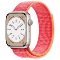 Apple Watch Series 8 45mm, Starlight Aluminum Case with Sport Loop - Red