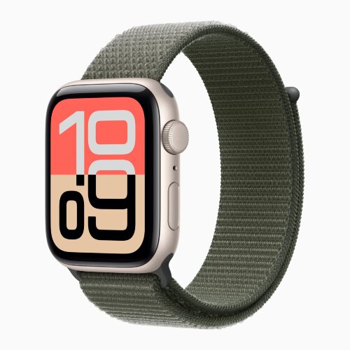 Apple Watch SE 3 40mm, Starlight Aluminum Case with Sport Loop - Forest