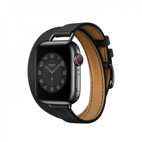 Ремешок Hermès Attelage Double Tour из кожи Swift 40mm для Apple Watch - Черный с черной застежкой